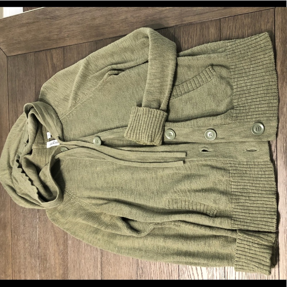 Button down hooded sweater